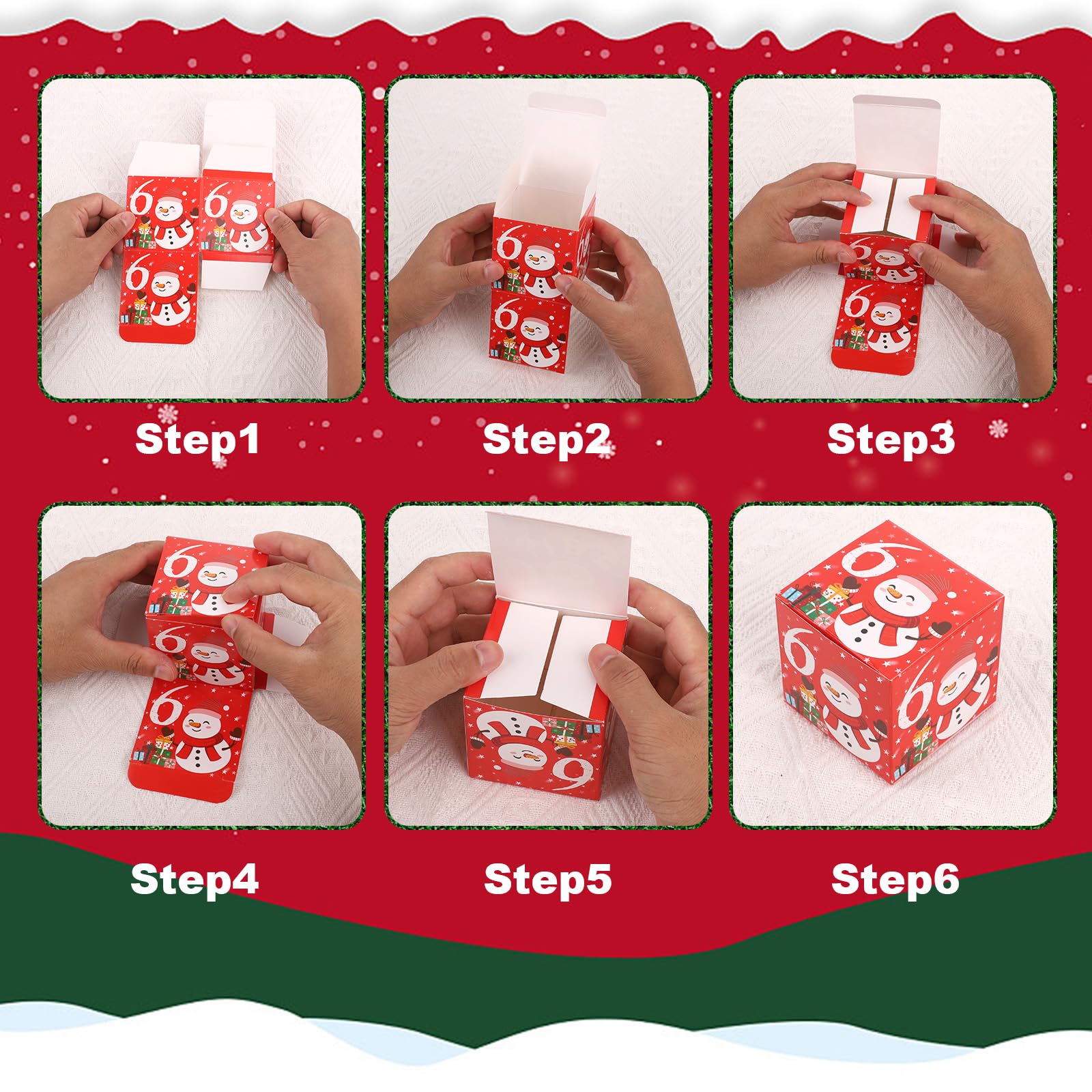 24pcs Christmas Advent Calendar Gift Boxes, 2.76 Inches 24 Days Mini Christmas Countdown Calendar Box Xmas Empty Present Boxes S